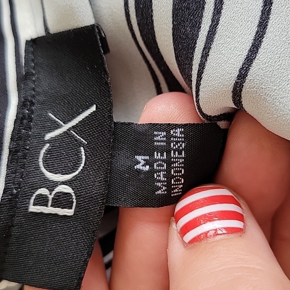 BCX medium white with black stripes lightweight blouse - Picture 3 of 5